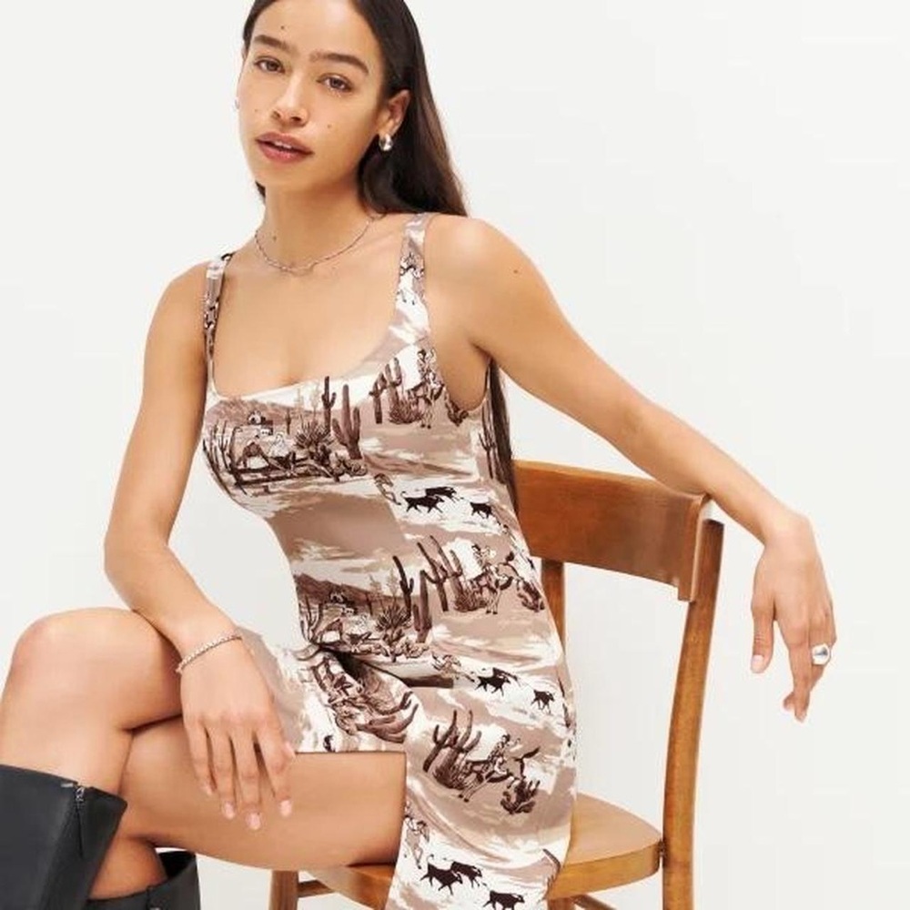 Reformation cowboy print dress NWOT